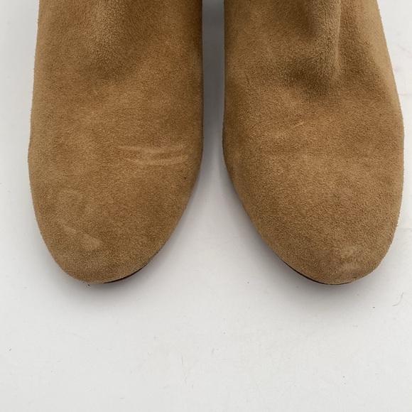 J. Crew Tan Ankle Booties women 10 Block Heel suede tan casual dress event Y2K - Picture 4 of 15